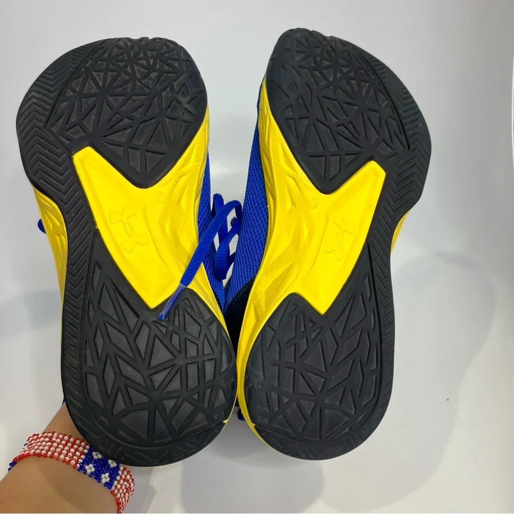 Under Armour royal blue yellow jet 2018 grade school basketball sneakers youth 6